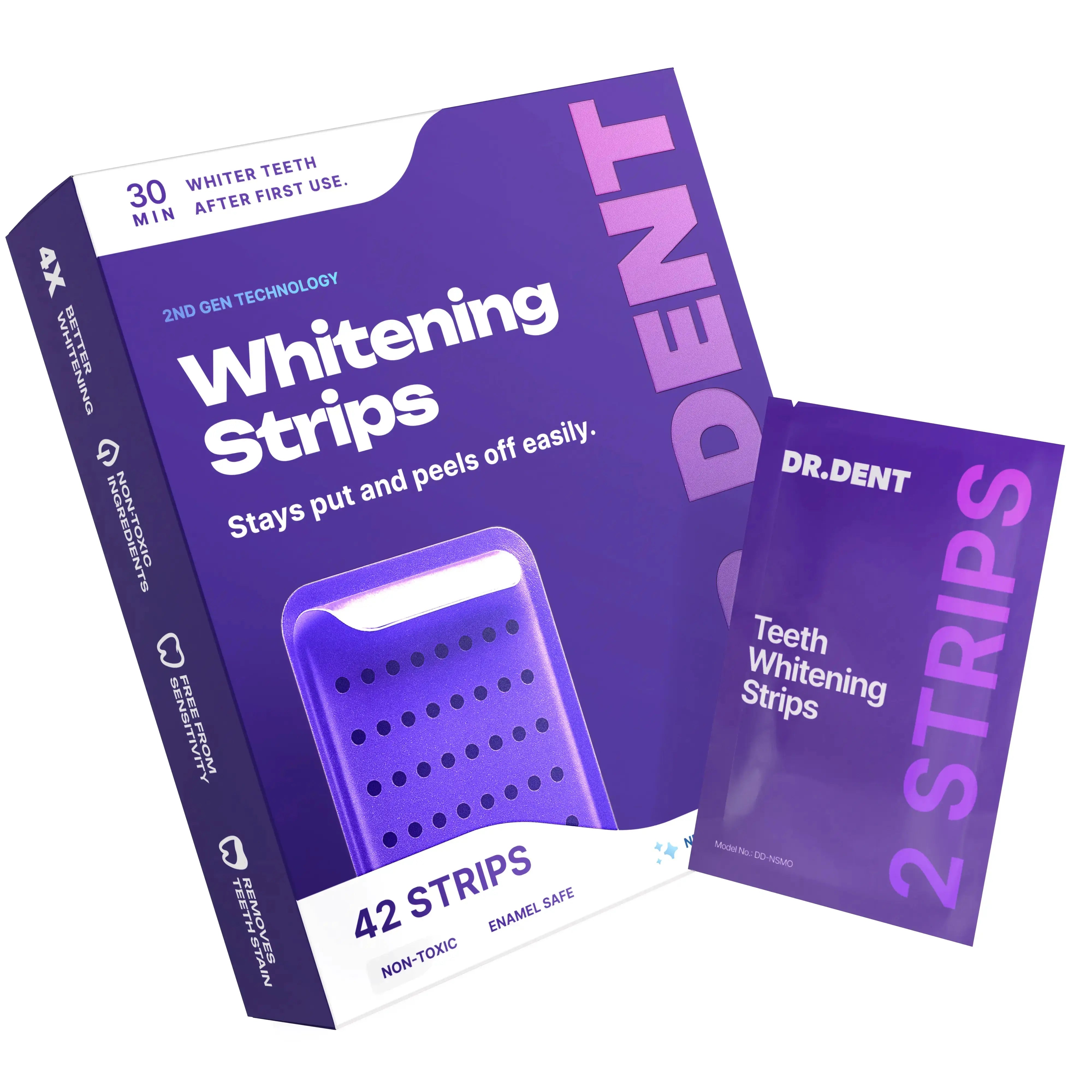 DRDENT Purple Teeth Whitening Strips - 7/21 Whitening Sessions - Safe for Enamel - Non Sensitive Teeth Whitening - Peroxide-Free Know You're Still Able