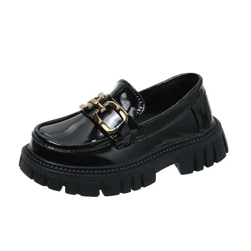 Spring And Autumn Children's English Style Black Thick Sole Single Shoes Know You're Still Able