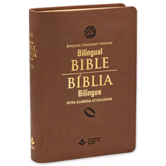Bilingual Bible in Portuguese and English Nova Almeida Atualizada and English Standard Version Imitation Brown Leather