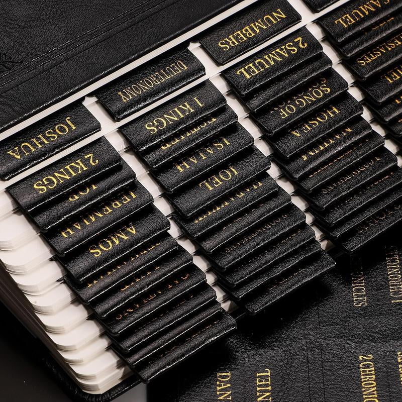 RETTACY Bible Tabs, Leather Bible Tabs, Large Size, Bible Tabs for Women, Bible Study Supplies, 66 Bible Tabs for Old and New Testament, Additional 21 Tabs for Apocrypha, 9 Blank Tabs for Book