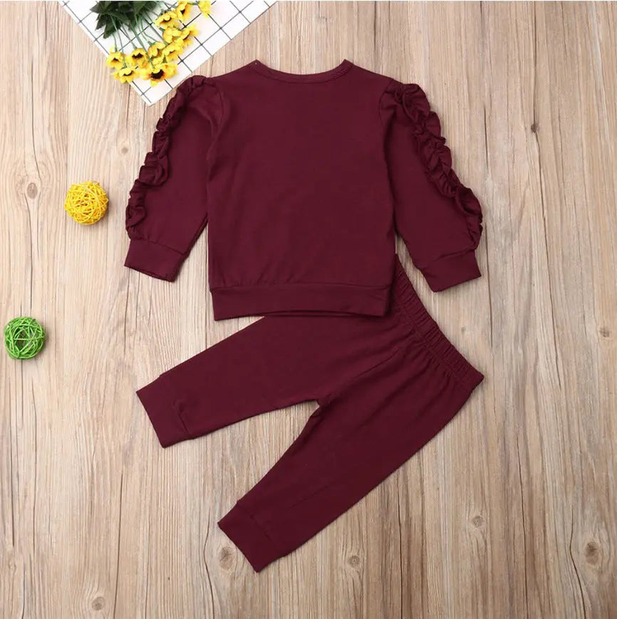 Newborn Baby Boys Girls Ruffles Jumper Solid Long Sleeve Sweatshirt Tops Pants Infant Kids 2Pcs Outfits Clothes Set Fall Clothes Know You're Still Able