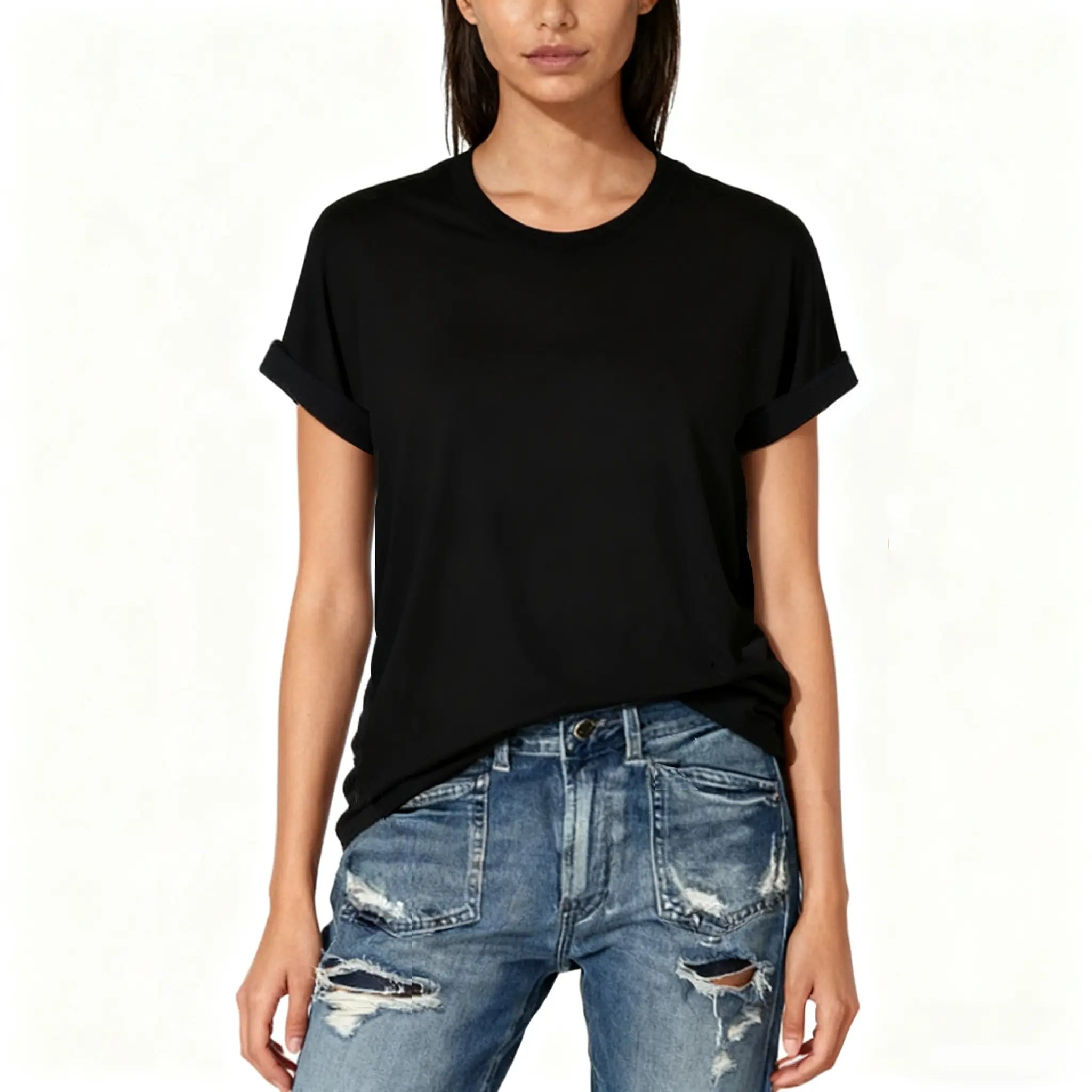 【Limited Time Deal】Women'S Short Sleeve T-Shirts Multipack, Solid Color round Neck Casual Tee Tops Women Underwear（T-Shirt Only）