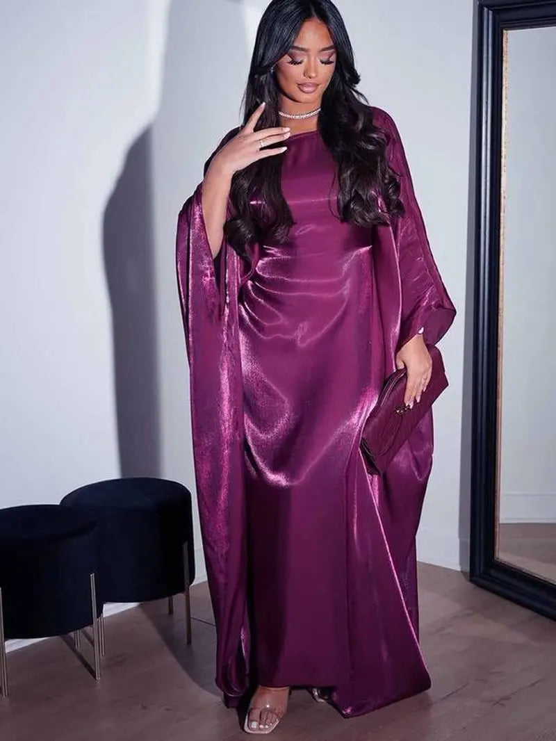 Women'S Solid Color round Neck Kaftan, Modest Fashion Long Sleeve Dress for Daily Wear, Women'S Islamic Clothing for All Seasons