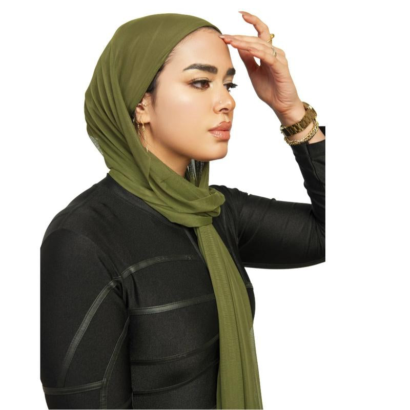 2 in 1 Instant Swim and Gym Hijab Quick Dry Waterproof Undercap with Presewen Mesh Hijab Casual Black