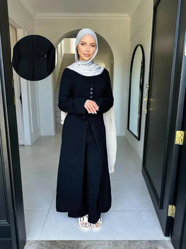 Women'S Modest Long Sleeve Top & Pants Set, Casual Loose-Fit Outfit, All-Season Comfortable Clothing for Daily Wear, Abaya Hijab Set Know You're Still Able