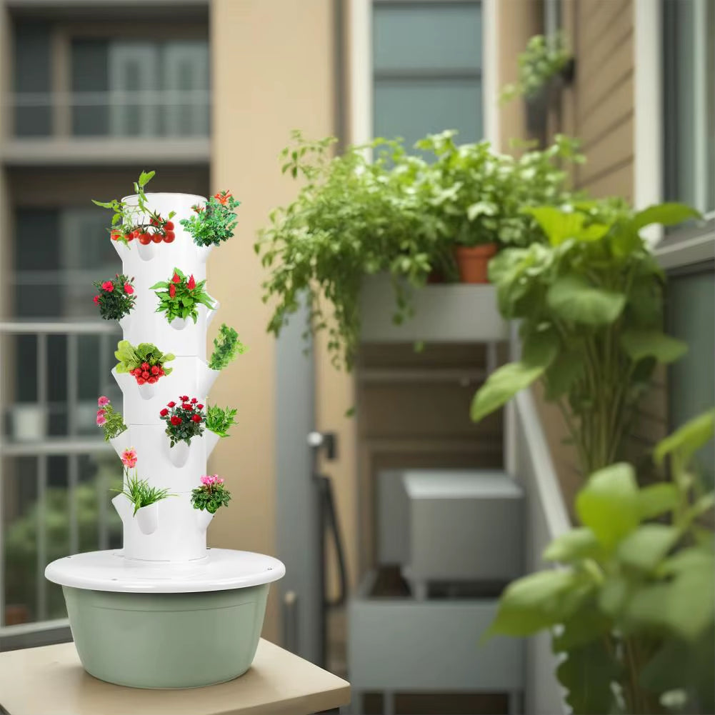 5 Layers Hydroponic Growing Tower with Tank, Indoor Hydroponics Growing System, Vegetables Vertical Planter Tower Garden Kit