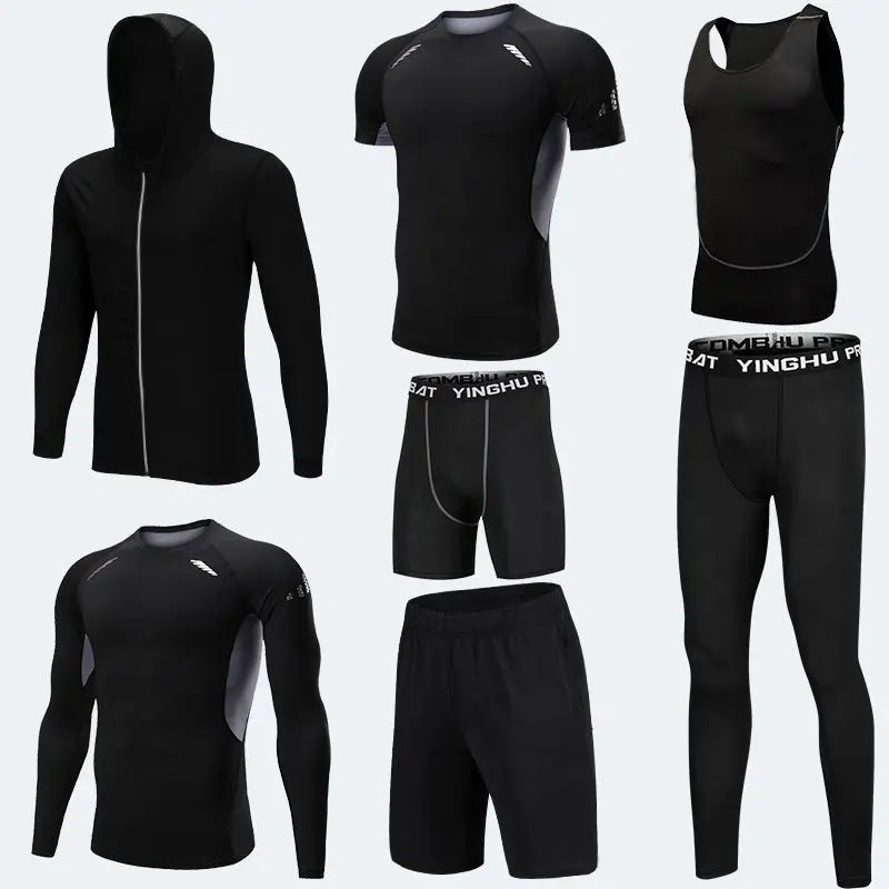 Running Workout Clothes Men 7pcs Compression Basketball Games Jogging Tights Set Know You're Still Able