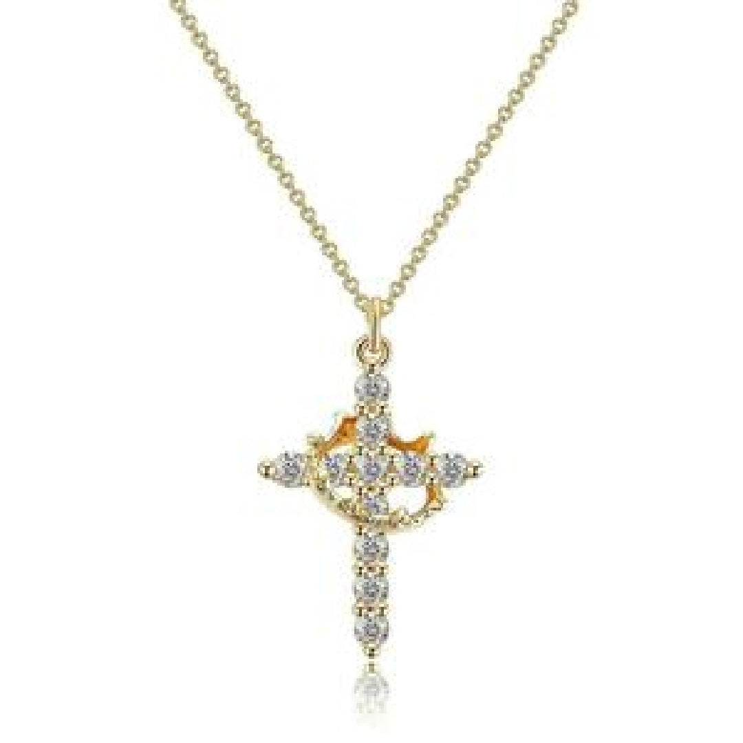 Classic Crown & Cross Pendant Necklace