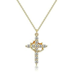Classic Crown & Cross Pendant Necklace