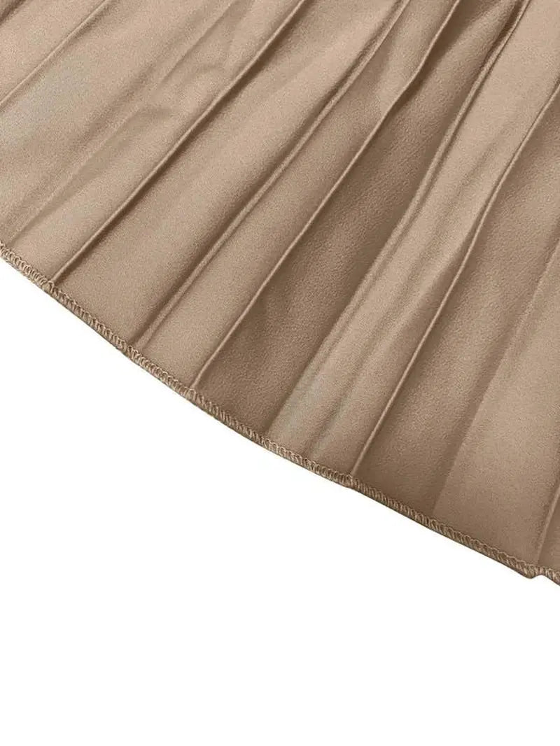 Women'S Plain Pleated Long Sleeve Dress, Elegant Long Dress for Spring & Fall, Women'S Clothing for Daily Wear, Classy Modest Formal Dresses, Womenswear, Modest Style Dress, Lady