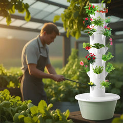 7 Layers Hydroponic Growing Tower with Tank, Indoor Hydroponics Growing System, Vegetables Vertical Planter Tower Garden Kit