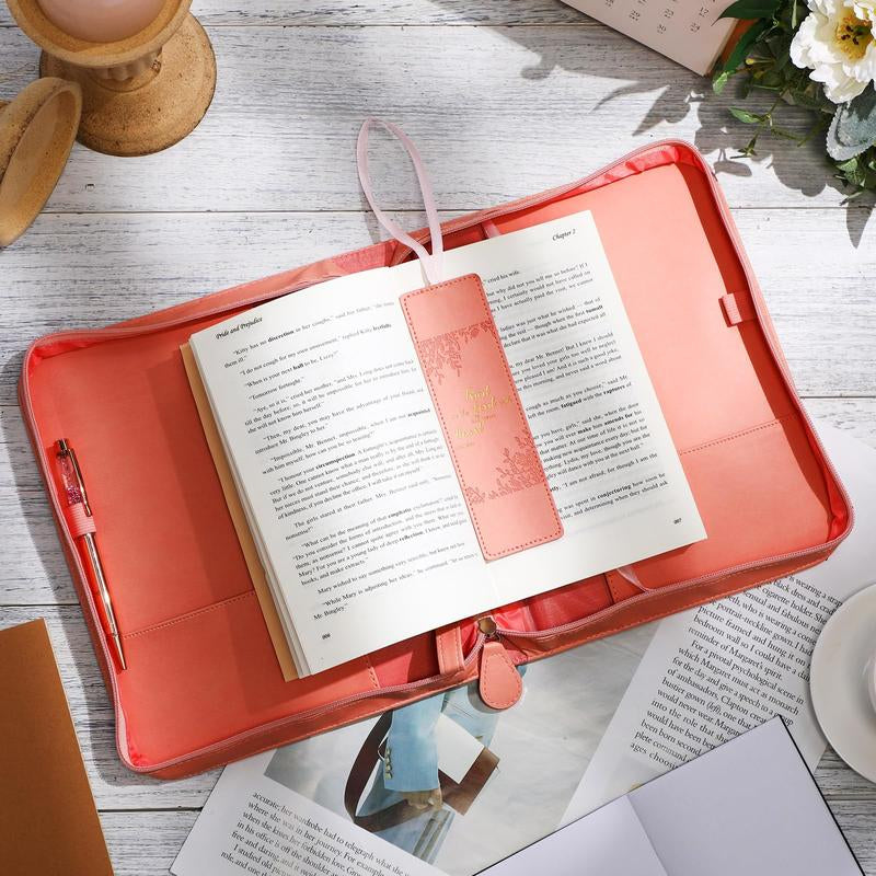 Christmas Gift Large Bible Case for Women with Pretty Floral Patterns and Bible Verses Bible Cover Case with Handle and Bookmark Leather Leather Book Case for Study Bible, Bible Study Supplies, Bible Journaling Kit, Teacher Appreciation Gift