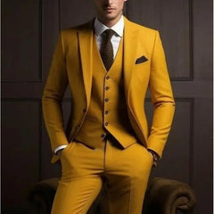 Mens Three-Piece Solid-Color High-End Stylish Suit With A Sophisticated Vibe Know You're Still Able