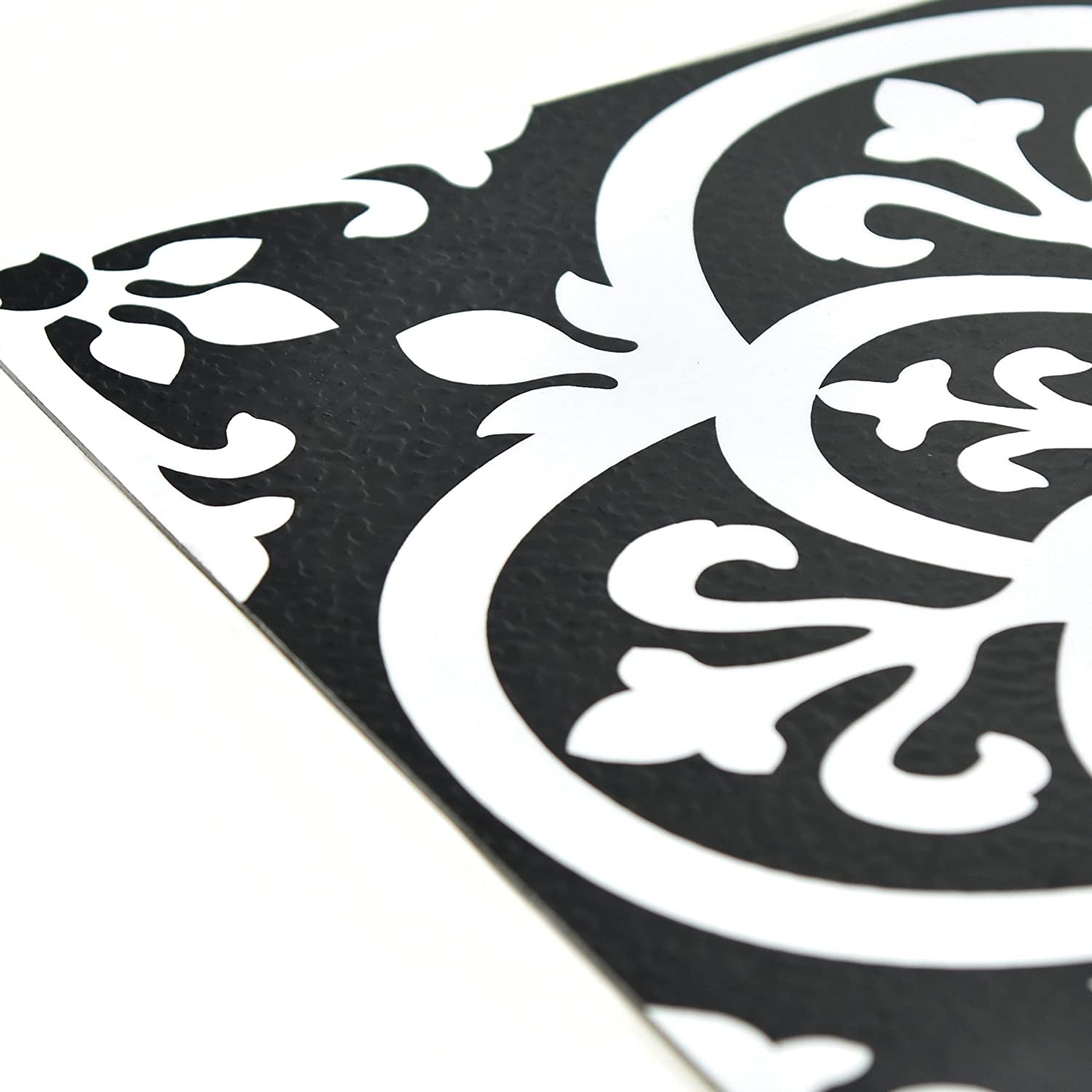 Gothic Peel & Stick Floor Tiles, Black, 24"X24", 10 Pack