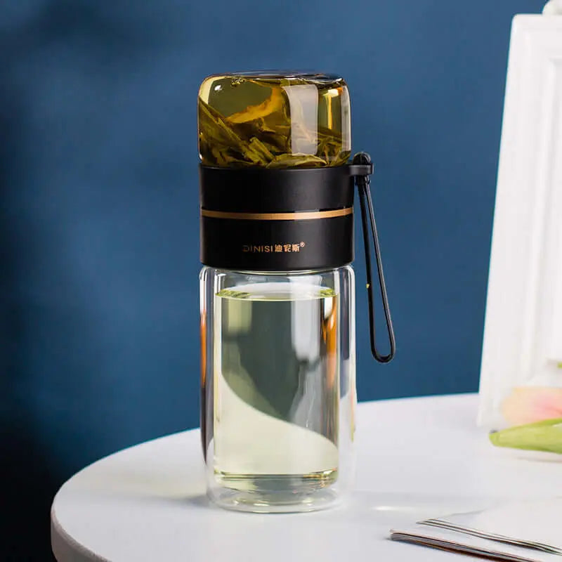 Glass Water Bottle With Tea Infuser Filter Tea Separation Double Wall Glass Bottle Leakproof Water Bottle Know You're Still Able