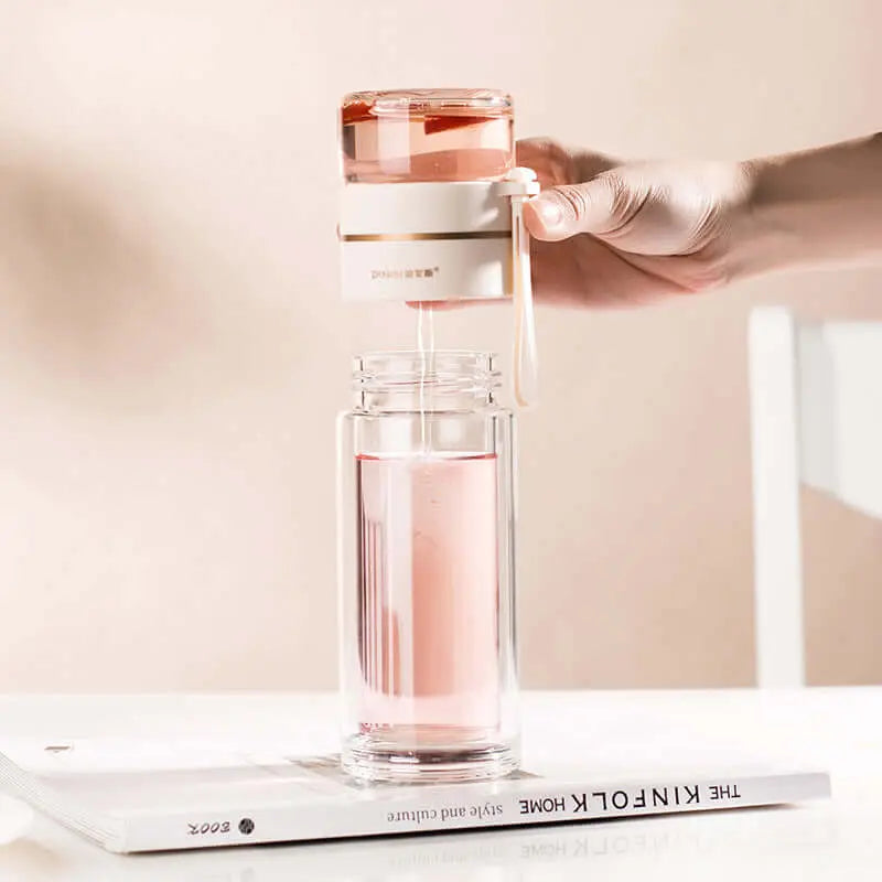 Glass Water Bottle With Tea Infuser Filter Tea Separation Double Wall Glass Bottle Leakproof Water Bottle Know You're Still Able