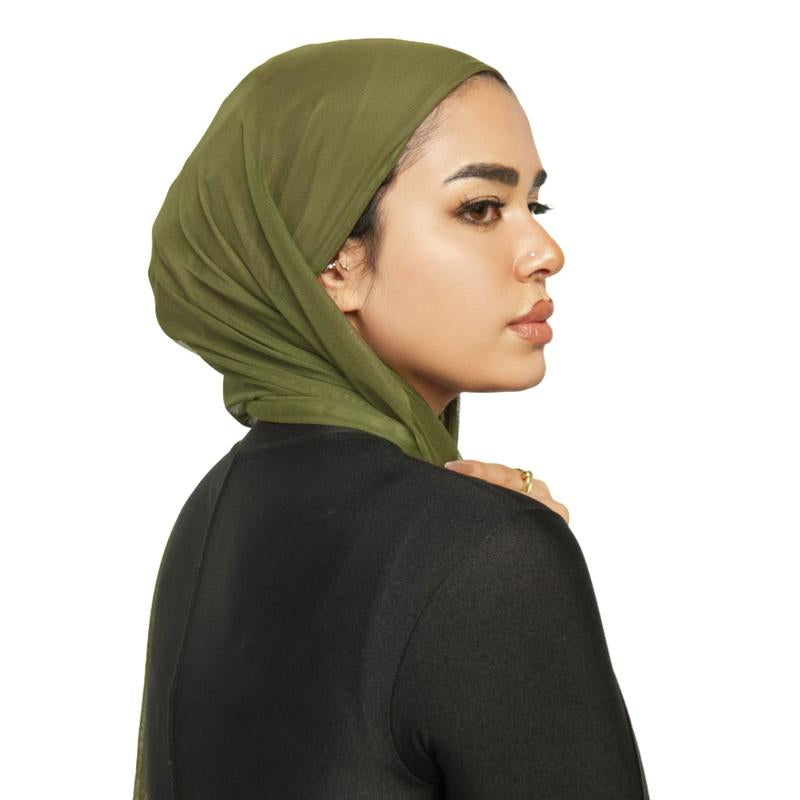 2 in 1 Instant Swim and Gym Hijab Quick Dry Waterproof Undercap with Presewen Mesh Hijab Casual Black