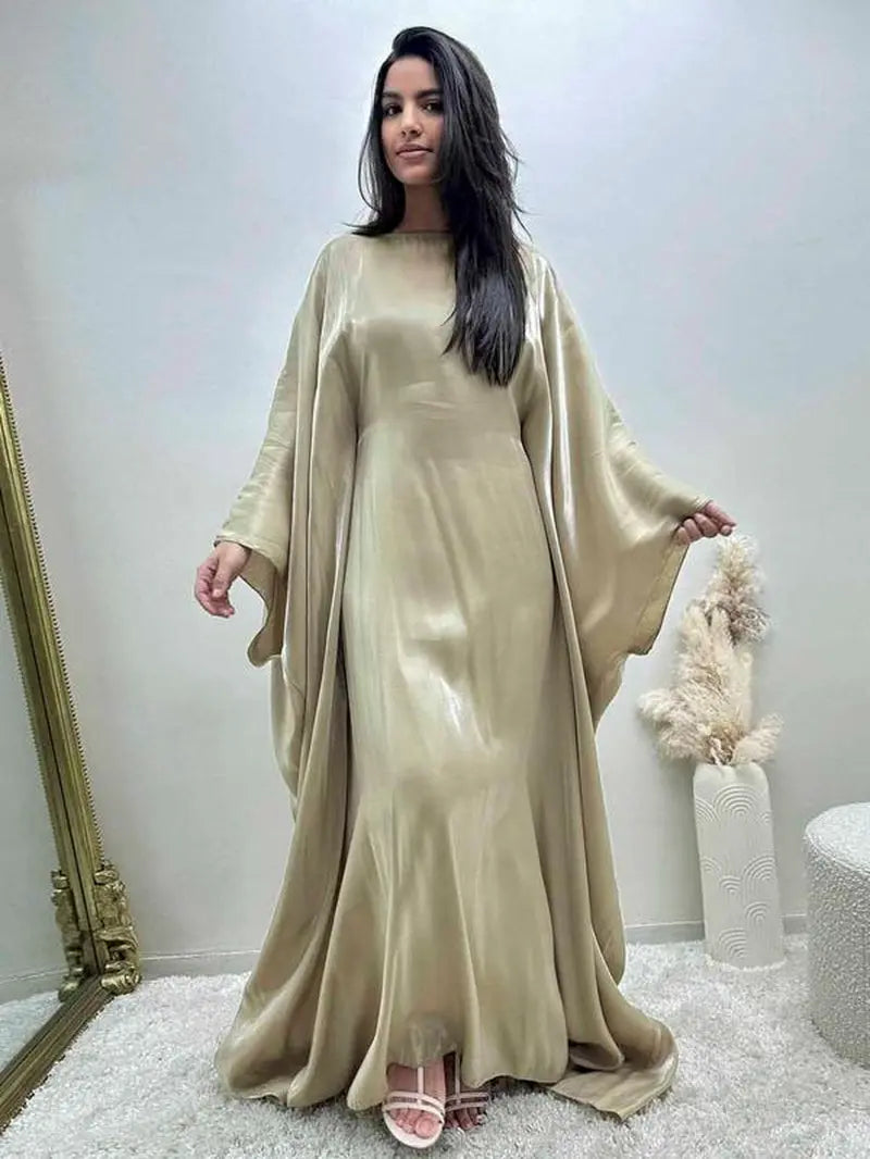 Women'S Solid Color round Neck Kaftan, Modest Fashion Long Sleeve Dress for Daily Wear, Women'S Islamic Clothing for All Seasons