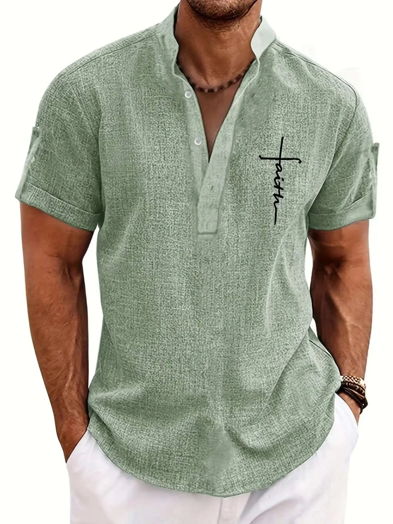 Men's casual suit 3D printed zipper short sleeved polo shirt Know You're Still Able