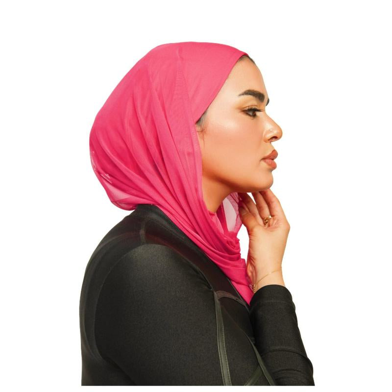 2 in 1 Instant Swim and Gym Hijab Quick Dry Waterproof Undercap with Presewen Mesh Hijab Casual Black
