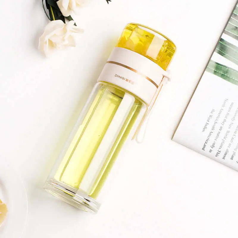 Glass Water Bottle With Tea Infuser Filter Tea Separation Double Wall Glass Bottle Leakproof Water Bottle Know You're Still Able