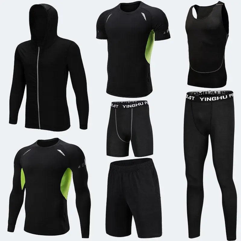 Running Workout Clothes Men 7pcs Compression Basketball Games Jogging Tights Set Know You're Still Able