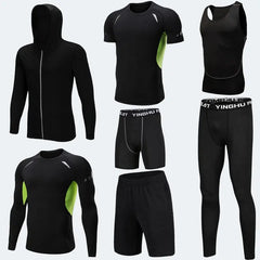 Running Workout Clothes Men 7pcs Compression Basketball Games Jogging Tights Set Know You're Still Able