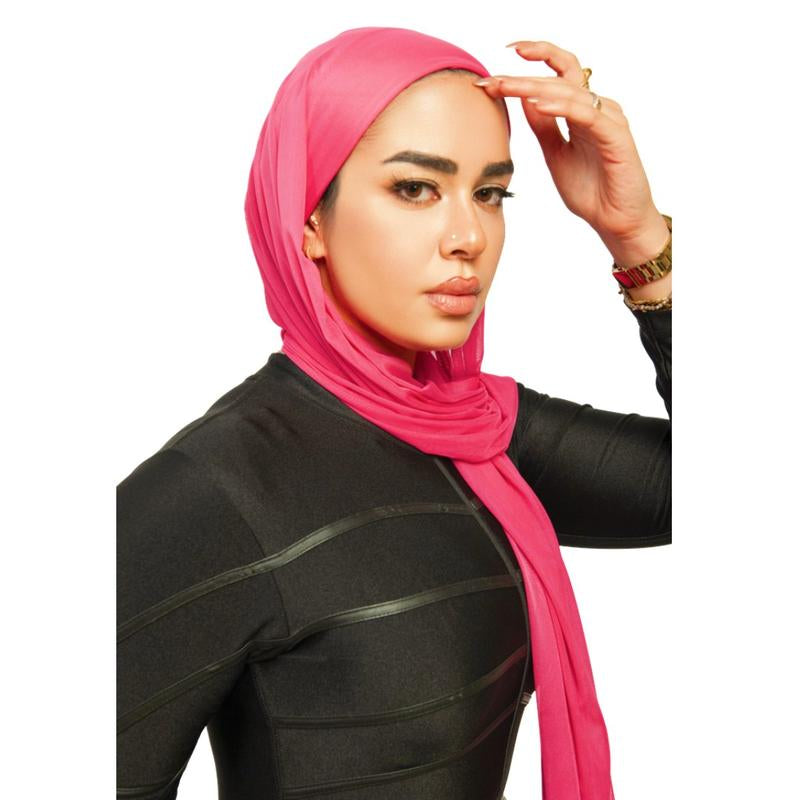 2 in 1 Instant Swim and Gym Hijab Quick Dry Waterproof Undercap with Presewen Mesh Hijab Casual Black