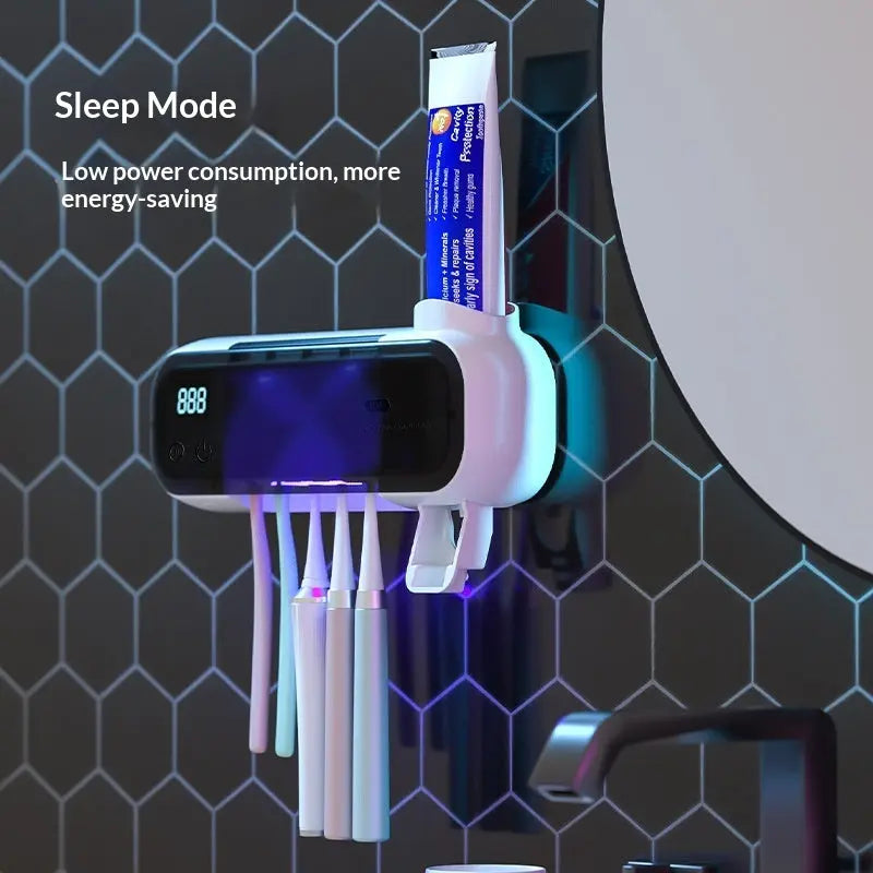 UV Sterilizing Tooth Cup No-Drill Toothbrush Sterilizer With Electric Drying Storage Rack For Organization Know You're Still Able