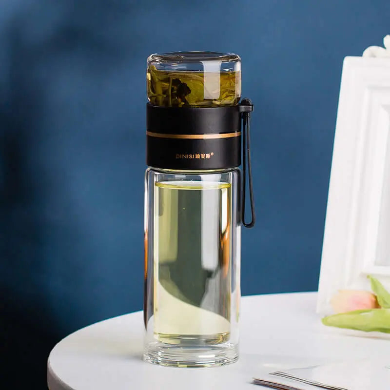 Glass Water Bottle With Tea Infuser Filter Tea Separation Double Wall Glass Bottle Leakproof Water Bottle Know You're Still Able
