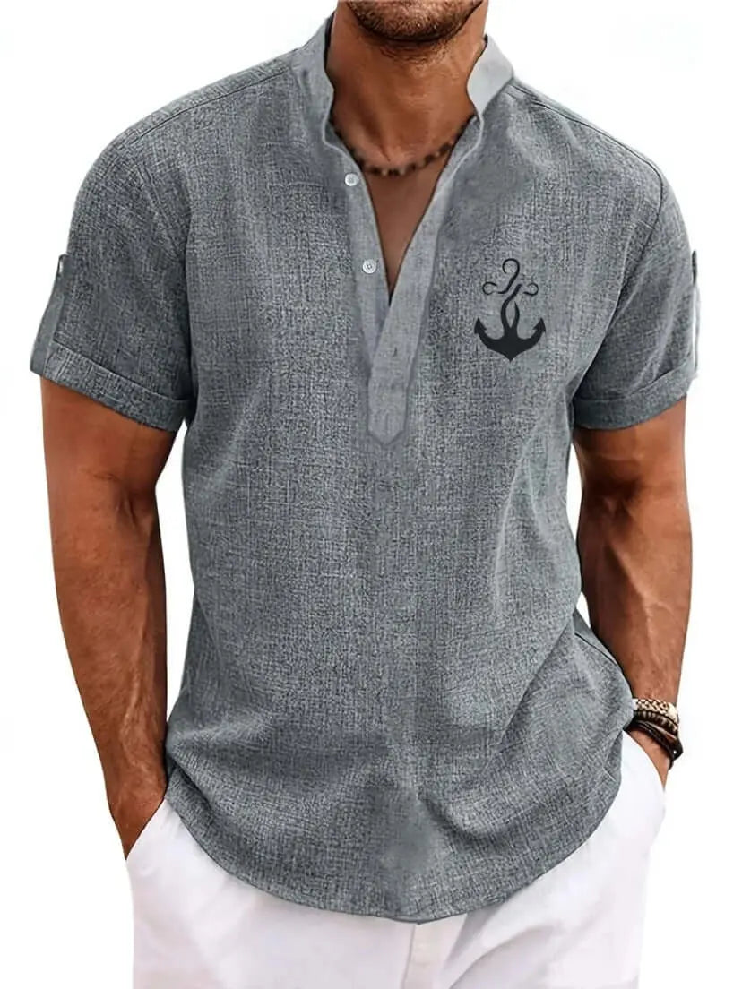 Men's casual suit 3D printed zipper short sleeved polo shirt Know You're Still Able