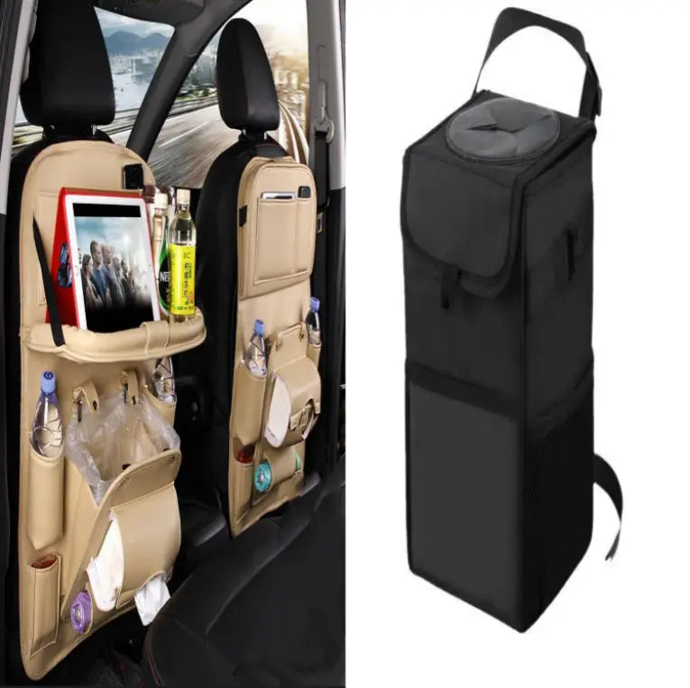 PU Leather Car Storage Bag Multifunction Seat Back Tray Hanging Bag Waterproof Car Organizer Automotive Interior Accessories Know You're Still Able