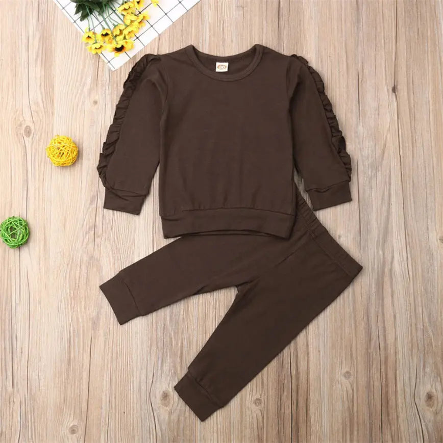 Newborn Baby Boys Girls Ruffles Jumper Solid Long Sleeve Sweatshirt Tops Pants Infant Kids 2Pcs Outfits Clothes Set Fall Clothes Know You're Still Able
