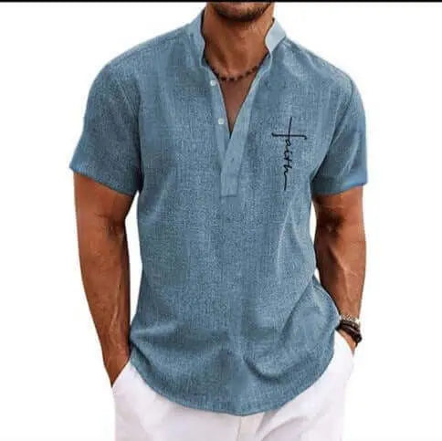 Men's casual suit 3D printed zipper short sleeved polo shirt Know You're Still Able