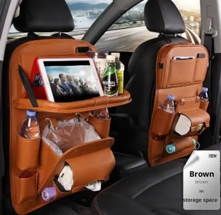 PU Leather Car Storage Bag Multifunction Seat Back Tray Hanging Bag Waterproof Car Organizer Automotive Interior Accessories Know You're Still Able