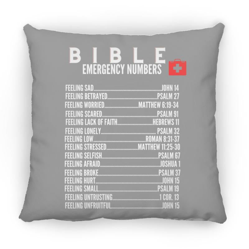 Emergency Bible Numbers Christian Pillow White