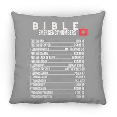 Emergency Bible Numbers Christian Pillow White