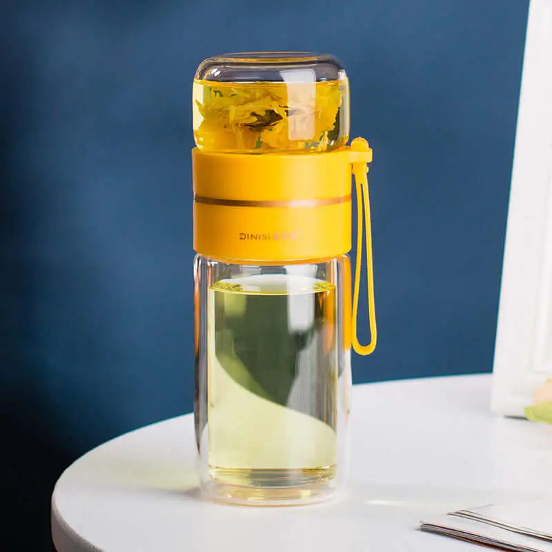 Glass Water Bottle With Tea Infuser Filter Tea Separation Double Wall Glass Bottle Leakproof Water Bottle Know You're Still Able