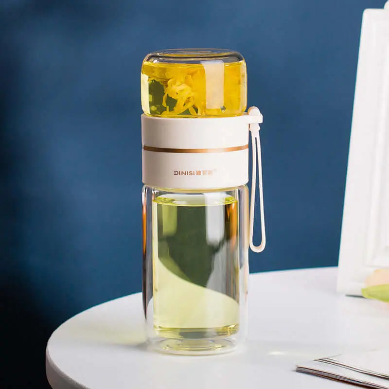 Glass Water Bottle With Tea Infuser Filter Tea Separation Double Wall Glass Bottle Leakproof Water Bottle Know You're Still Able