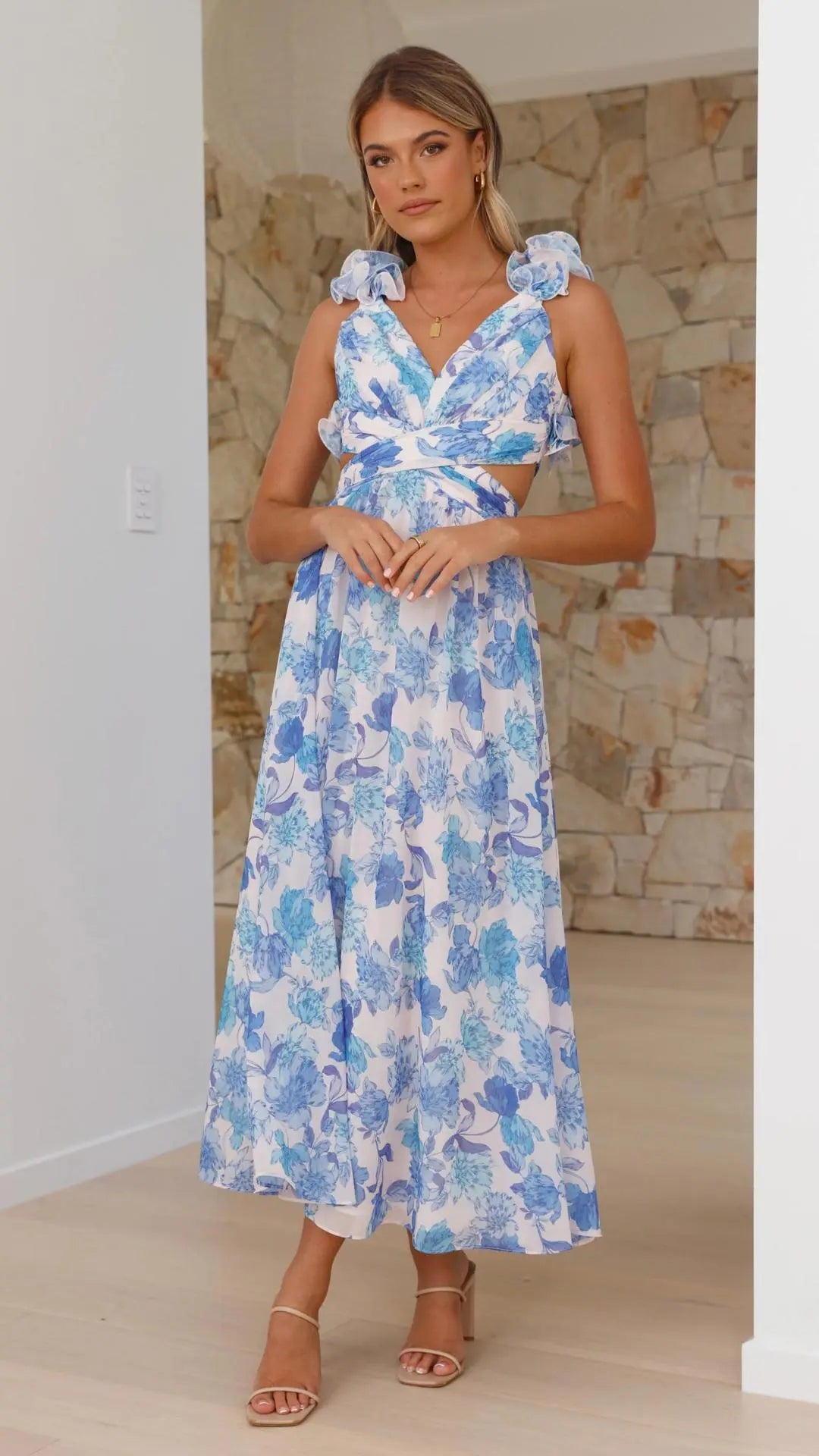 Chiffon Floral Backless Cross-Strap Dress Know You're Still Able