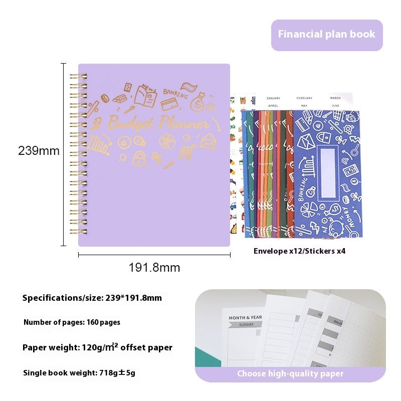 Financial Cash Budget Book with Paper Bag – Cash Envelope Budget Planner for Money Management, Expense Tracker & Saving System