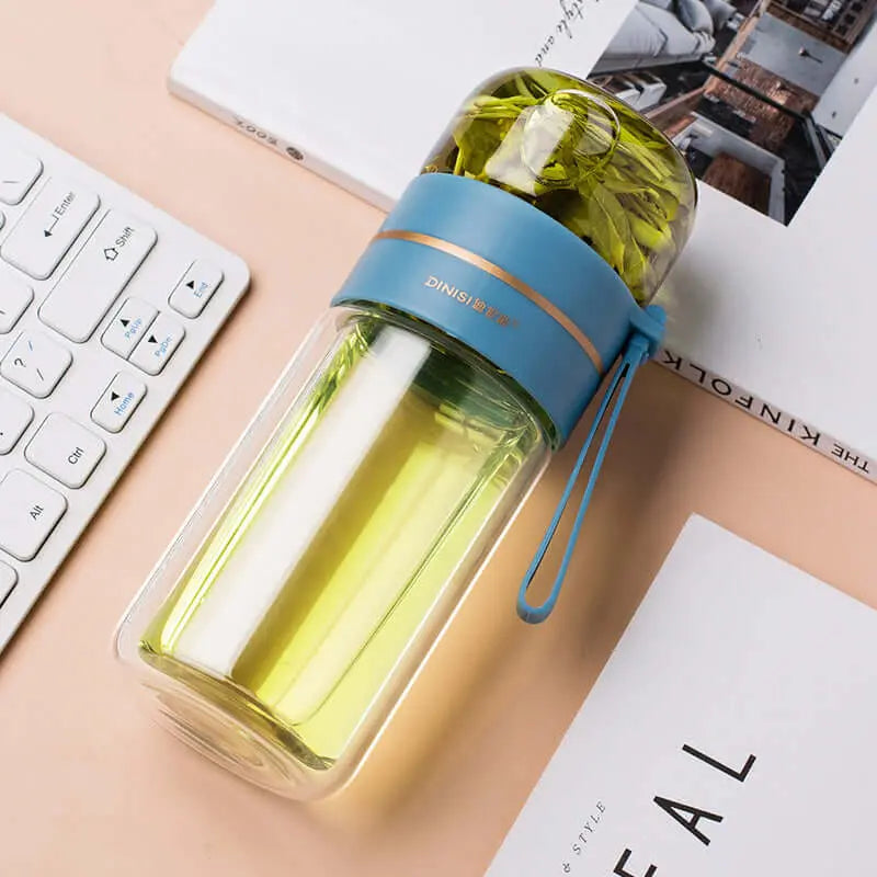 Glass Water Bottle With Tea Infuser Filter Tea Separation Double Wall Glass Bottle Leakproof Water Bottle Know You're Still Able