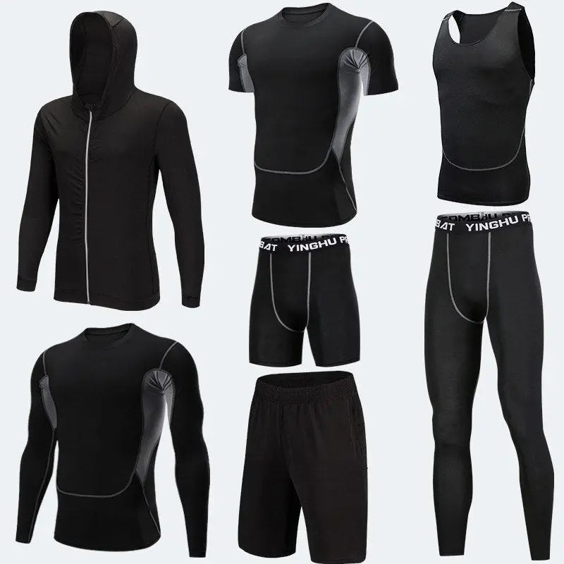 Running Workout Clothes Men 7pcs Compression Basketball Games Jogging Tights Set Know You're Still Able
