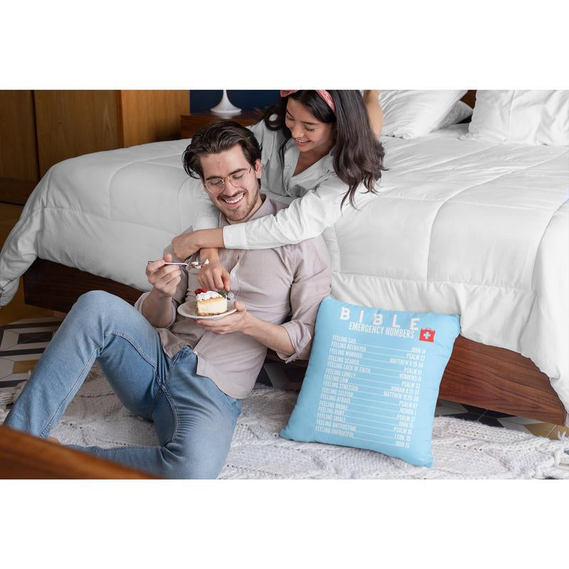 Emergency Bible Numbers Christian Pillow White