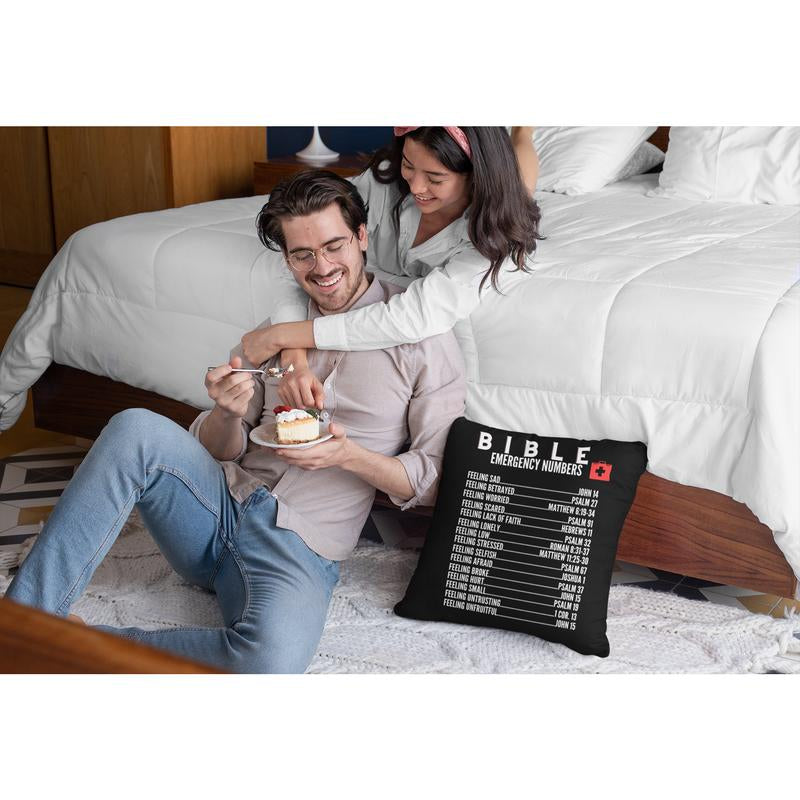 Emergency Bible Numbers Christian Pillow White