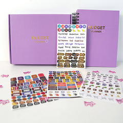 Coil Budget Planner Notebook with Monthly Financial Stickers | English Expense Tracker & Money Management Book Set