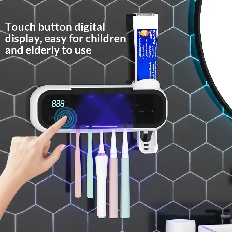 UV Sterilizing Tooth Cup No-Drill Toothbrush Sterilizer With Electric Drying Storage Rack For Organization Know You're Still Able
