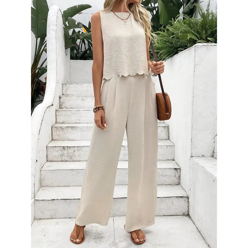Casual Sleeveless Vest Casual Trousers Suit Summer Tank Top Casual Pants Set For Daily Wear Women's Clothing Know You're Still Able