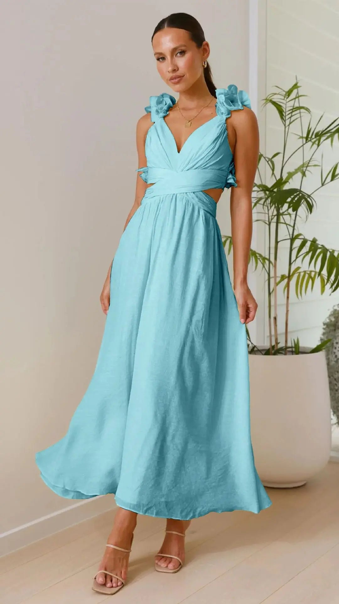 Chiffon Floral Backless Cross-Strap Dress Know You're Still Able