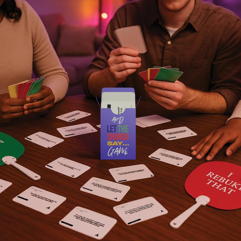 1 Card Game + 2 Double-Sided Fans AMEN & I REBUKE THAT Fans